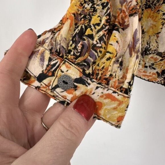 Free People We The Free Cool Meadow Floral Smocked Boho Top XS Cotton Yellow  EU - Picture 13 of 16